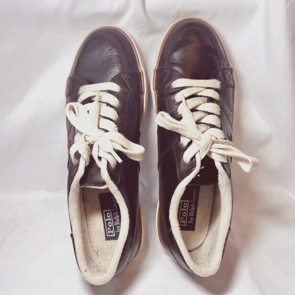 Polo Ralph Lauren Harold Men's Brown Leather Sneakers-Size 10 D-Casual-Lace up - Picture 5 of 16